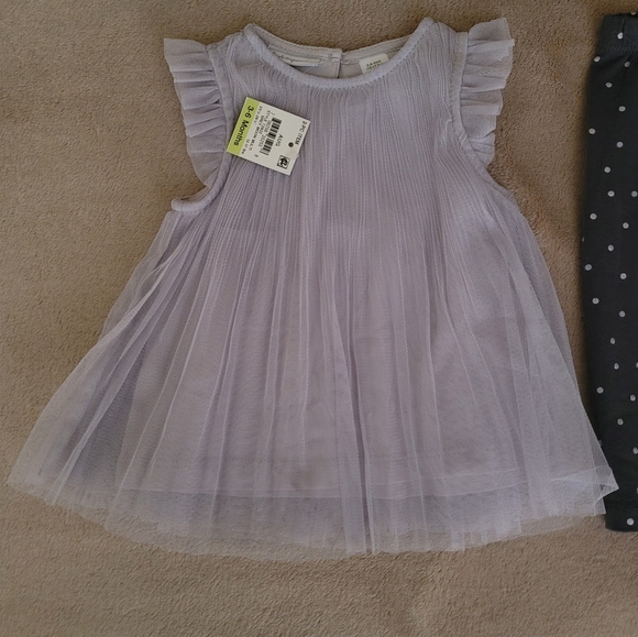 First Impressions grey flutter sheer top & grey polka-dot pants size 3-6 Month - Picture 3 of 5